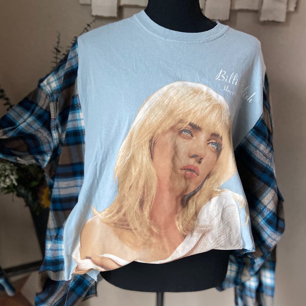 Billie Eilish Refashioned Upcycled Reworked Flannel ~XL/2X See Measurements